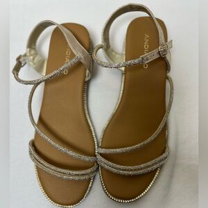 Andiamo Women’s Sandals Rhinestone Sparkly Strappy Dress Shoes Size 10